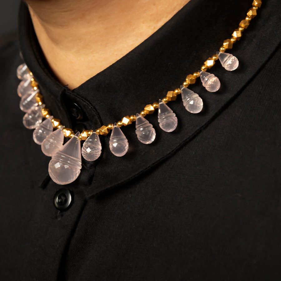 Carved Rose Quartz Necklace