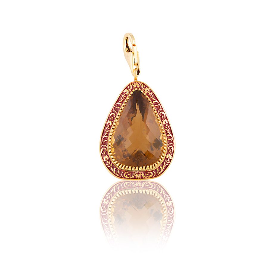 Champagne Quartz & Enamel Pendant
