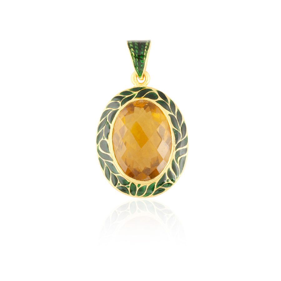Citrine & Enamel Pendant