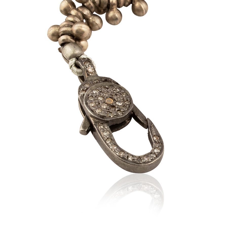 Granulated Silver Bracelet with Diamond Detailed Clasps - Image 3