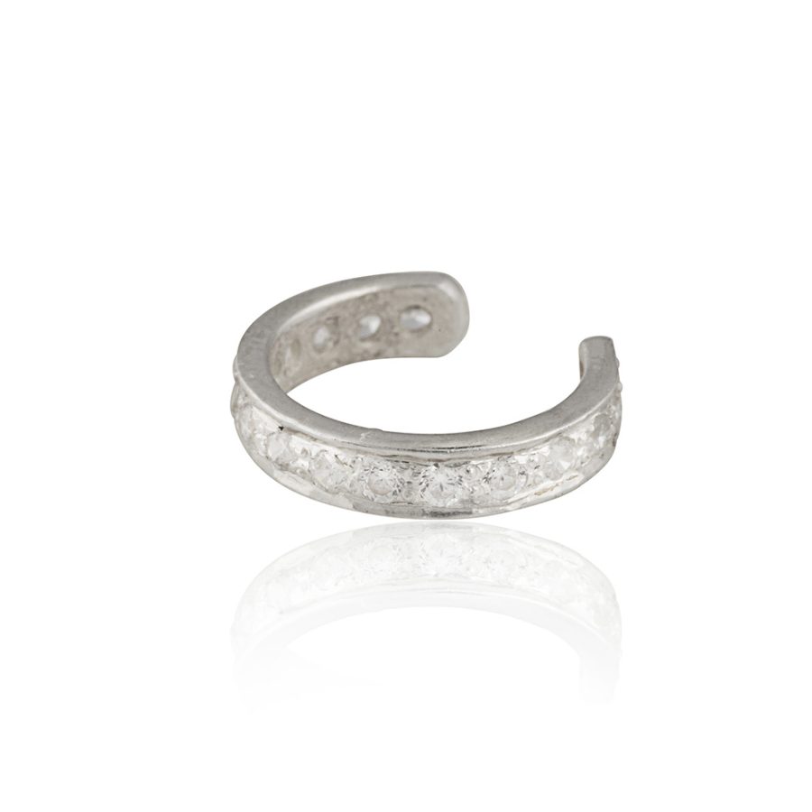 Classic Silver Ear Cuff with Crystal Zirconia