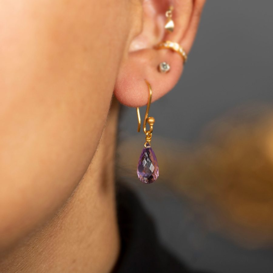 Elegant Purple Amethyst Drop Earrings
