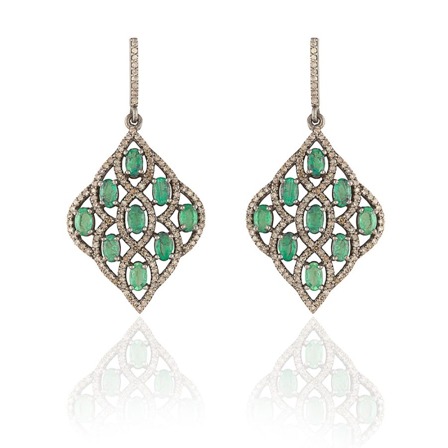Emerald & Diamond Structured Zenana Earrings