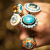 Topaz Orange & Blue Enamel Ring - Image 4