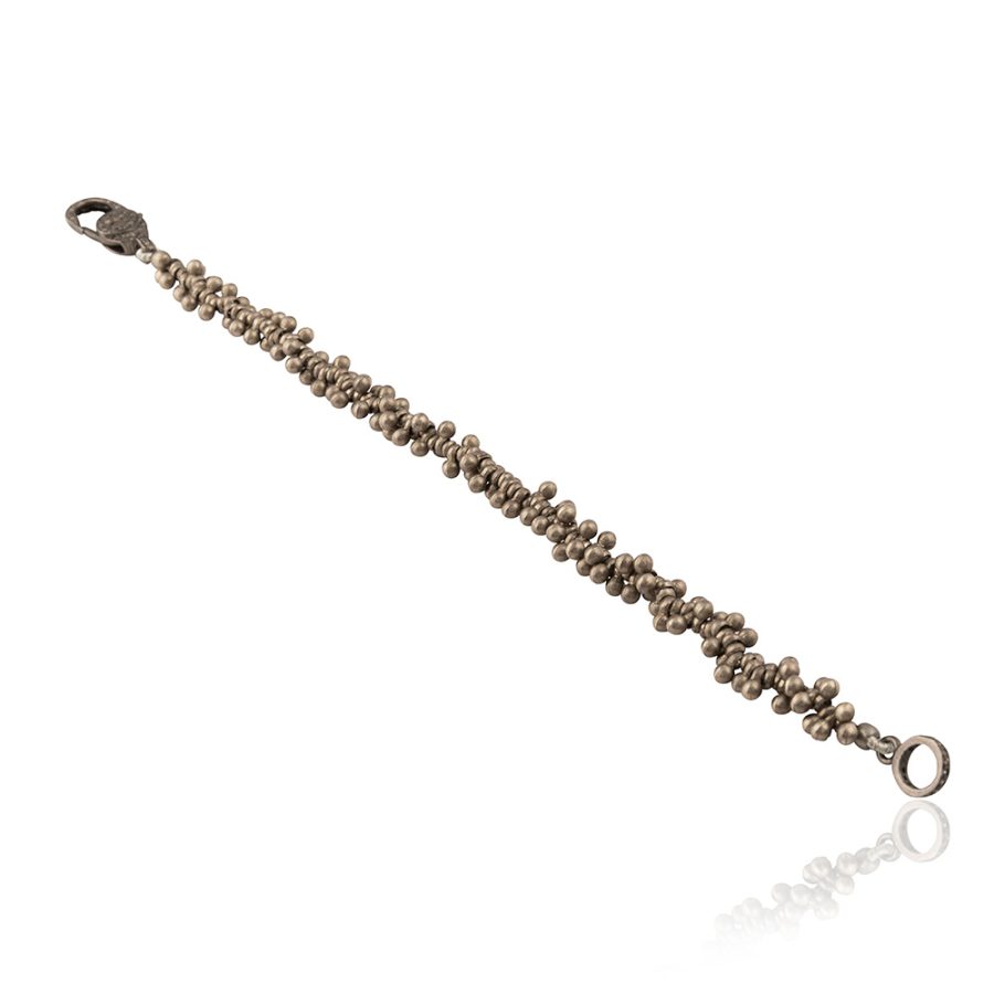 Granulated Silver Bracelet with Diamond Detailed Clasps
