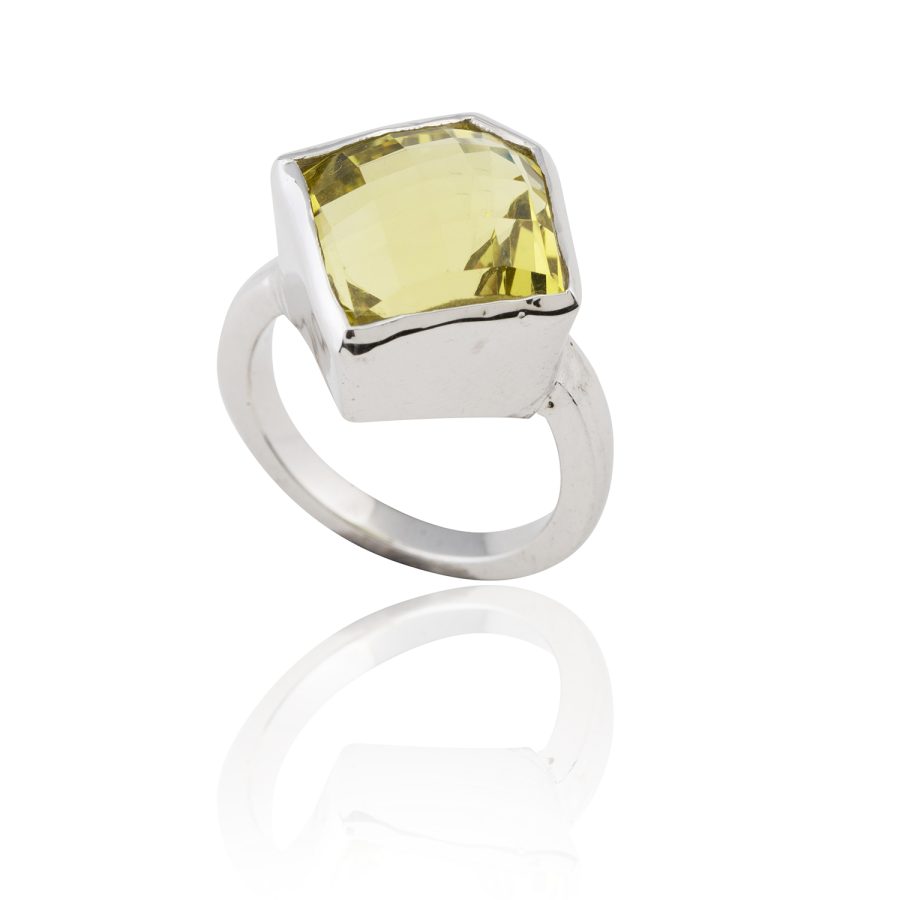 Lemon Quartz Silver Ring