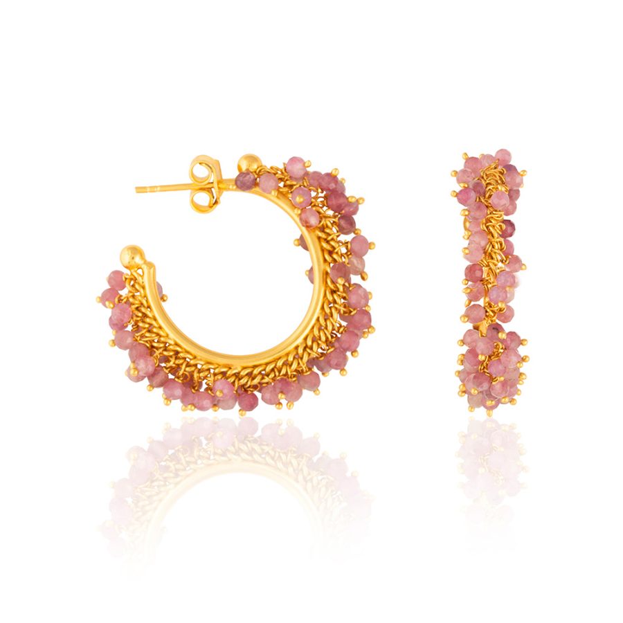 Pink Tourmaline Hoop Earrings