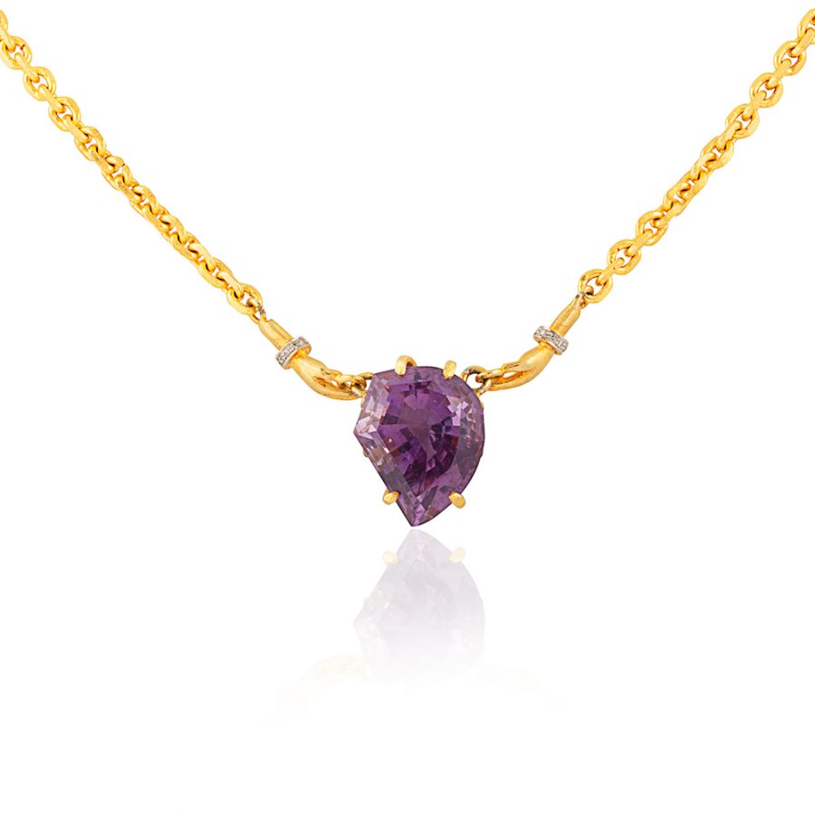 Purple Amethyst & Diamond Kind Hands Necklace