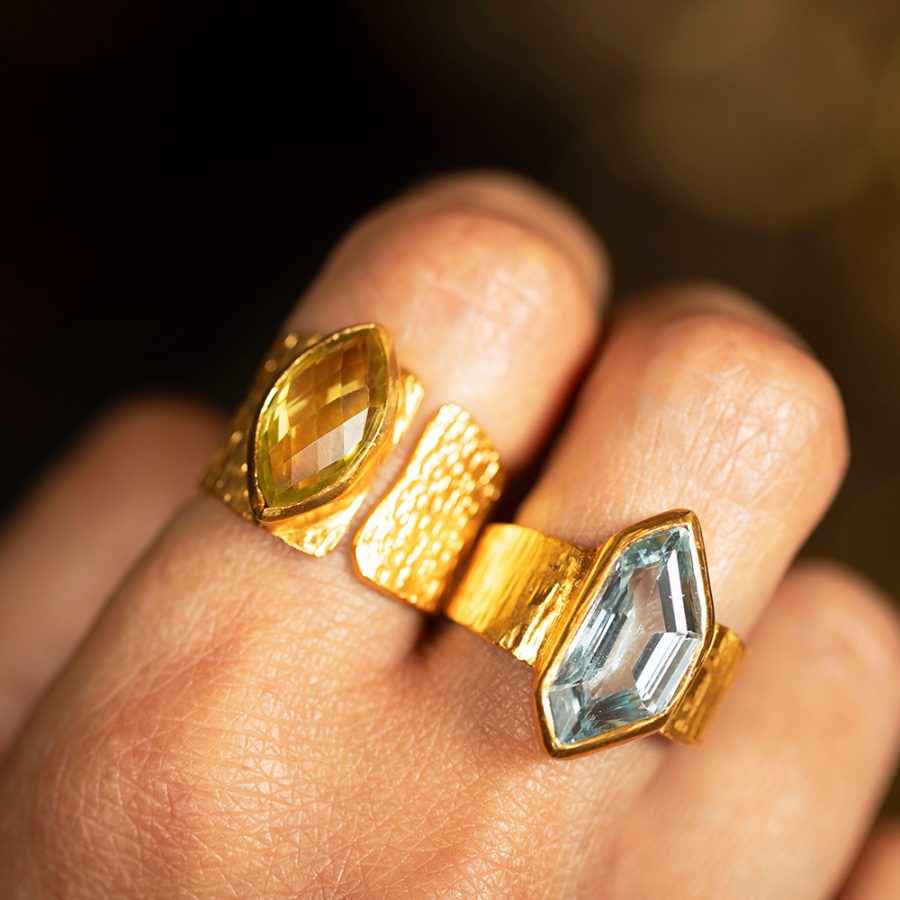 Quartz Hammered Ring Band