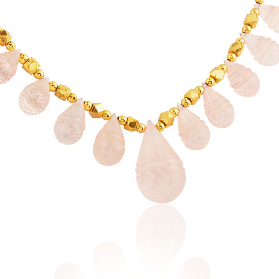 Carved Rose Quartz Necklace - Image 3