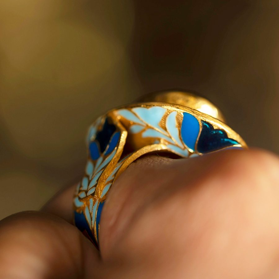 Shades of Blue Citrine Enamel Ring - Image 6