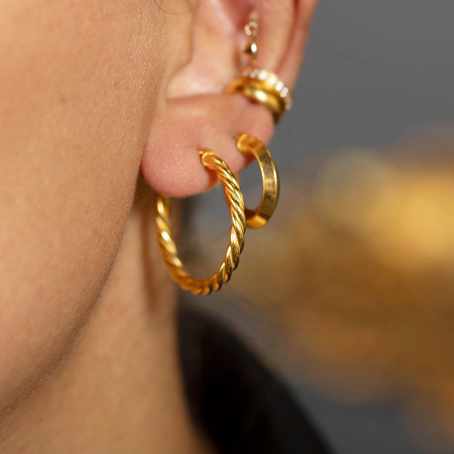 Simple Art Deco Stacking Hoop Earrings
