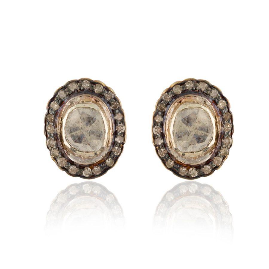 Sliced Diamond Stud Earrings