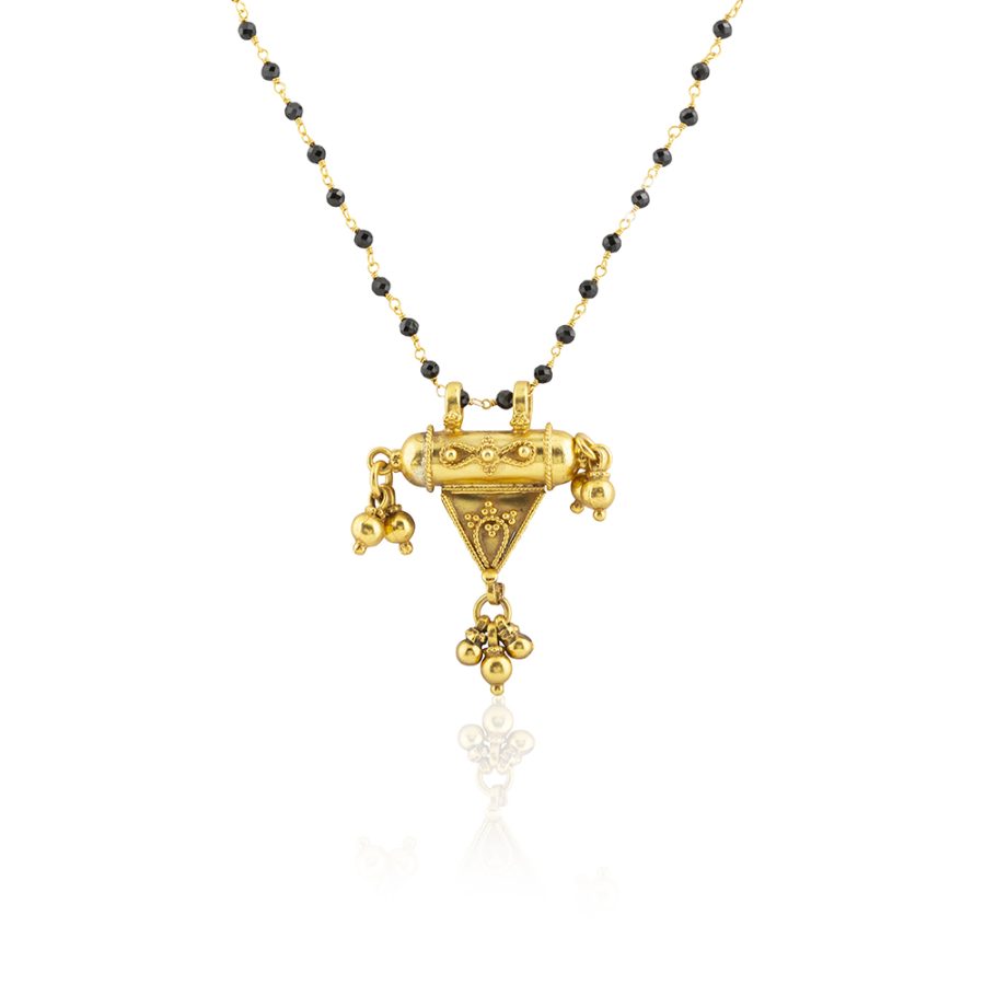 Amulet Pendant Necklace with Black Spinel Detail