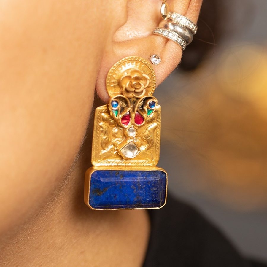 Heritage Detailed Lapis Lazuli Drop Earrings
