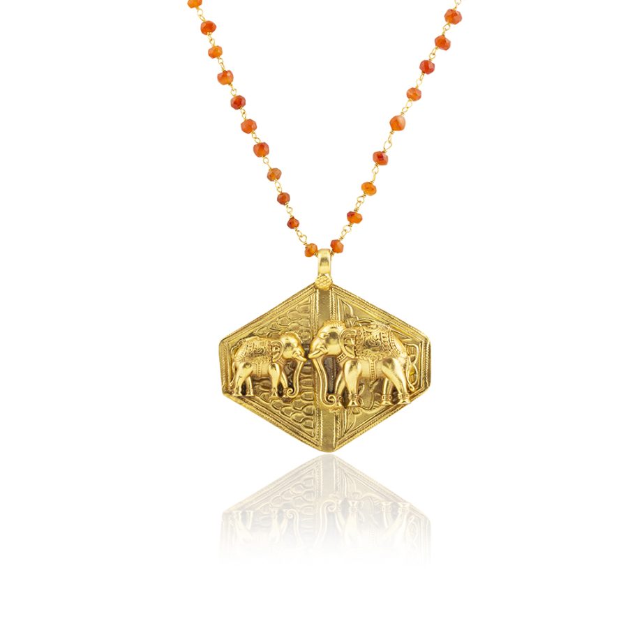 Elephant Mother & Baby Amulet Pendant Necklace