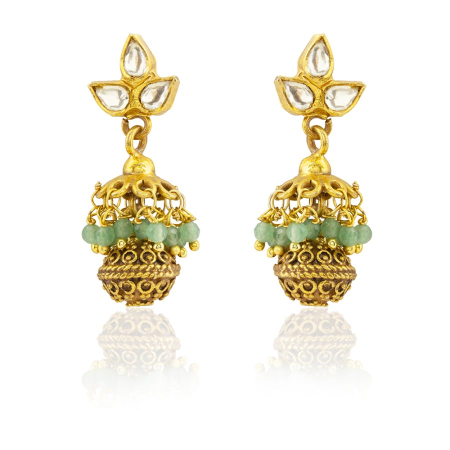 Heritage 9th Century Detailed 'Jumkha' with Crystal, Pearl & Quartz