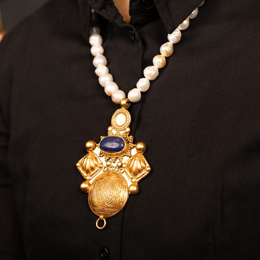 Heritage Pearl & Lapis Necklace
