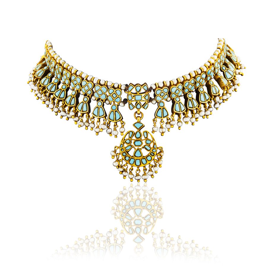 Turquoise & Fresh Water Pearl Adjustable Necklace