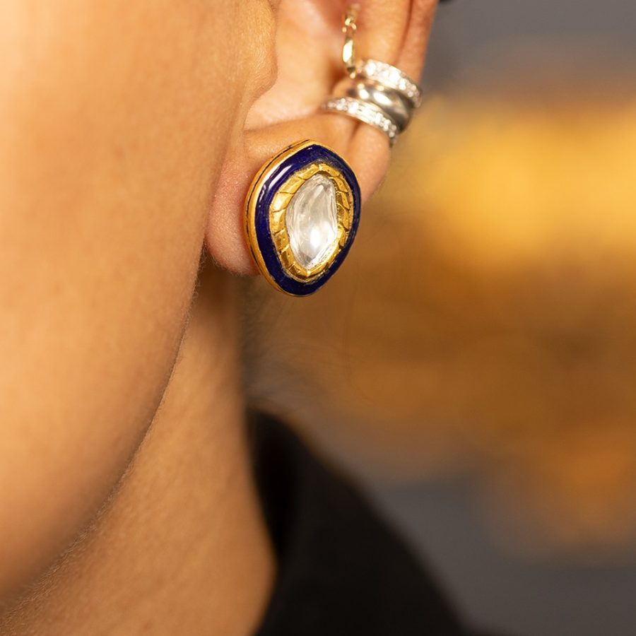 Heirloom Enamel & Diamond Stud Earrings