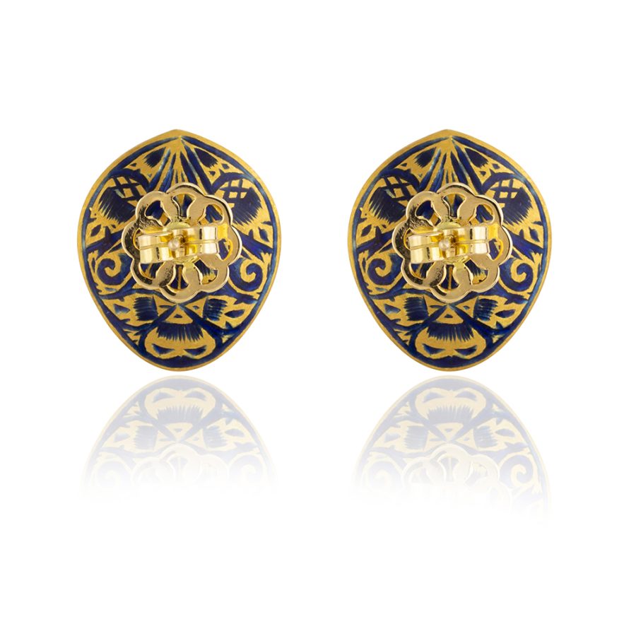 Heirloom Enamel & Diamond Stud Earrings - Image 3