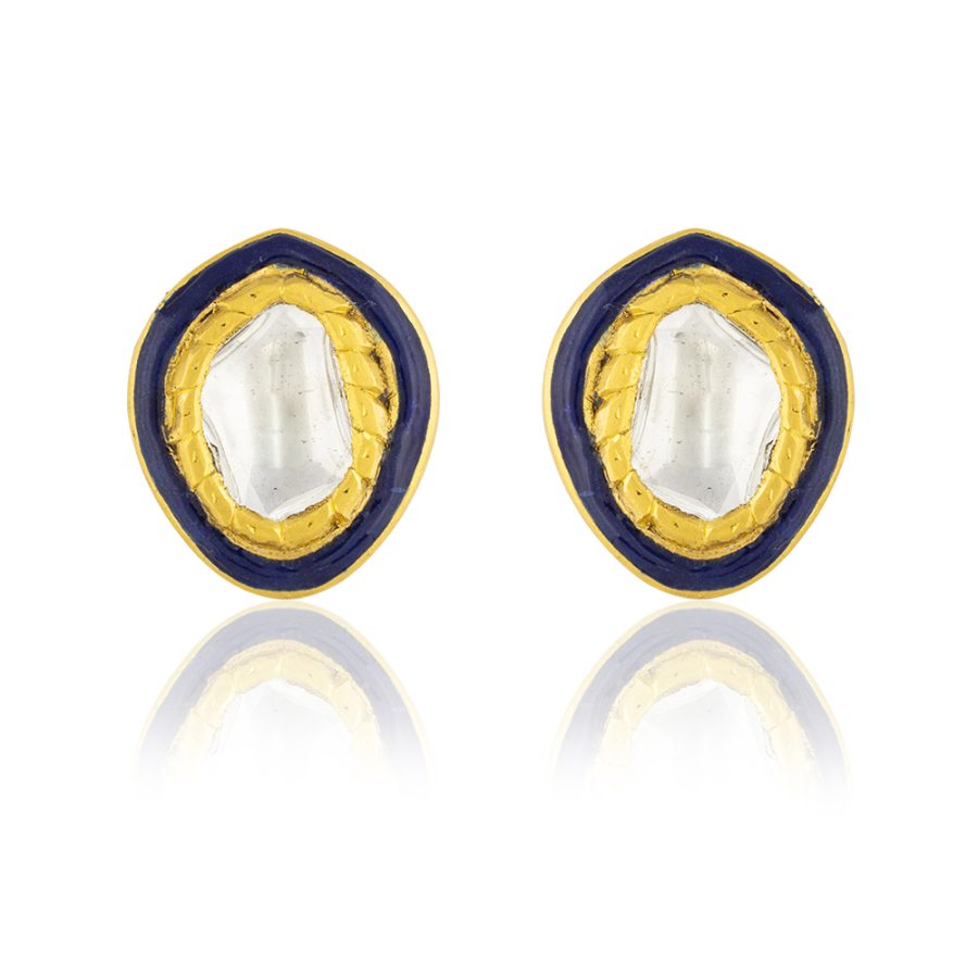 Heirloom Enamel & Diamond Stud Earrings