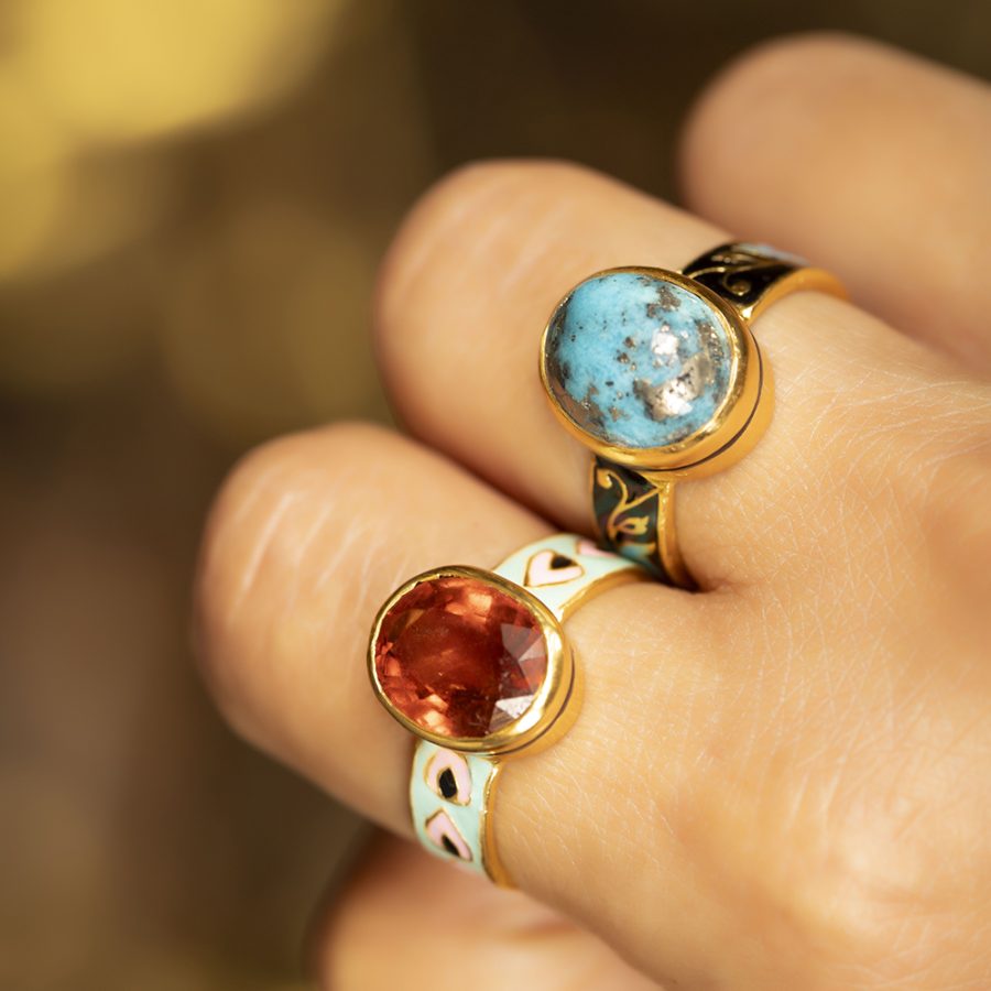 Turquoise Enamel Ring