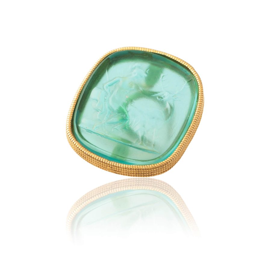 Emerald Green Adjustable Intaglio Ring