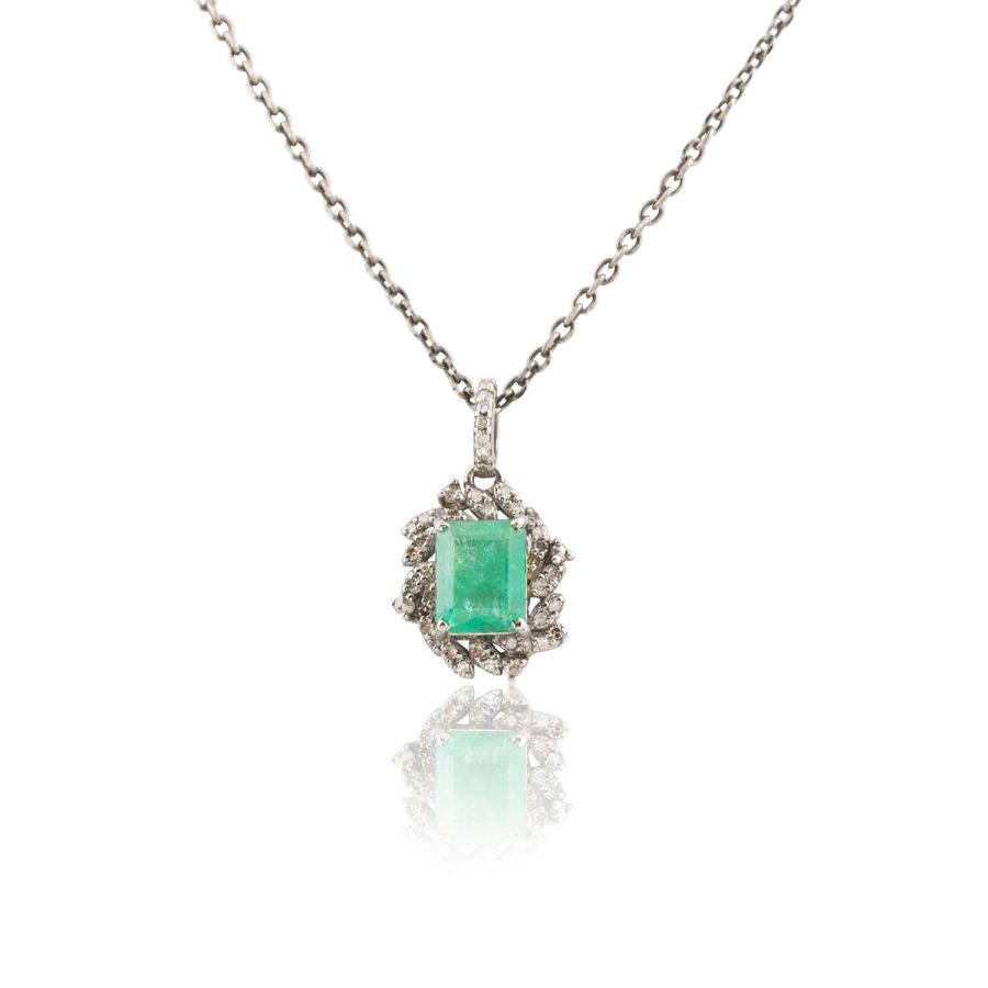 Emerald Pendant Charm Necklace