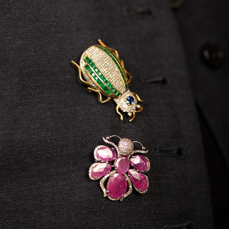 Emerald, Sapphire, Diamond Lady Bug Brooch