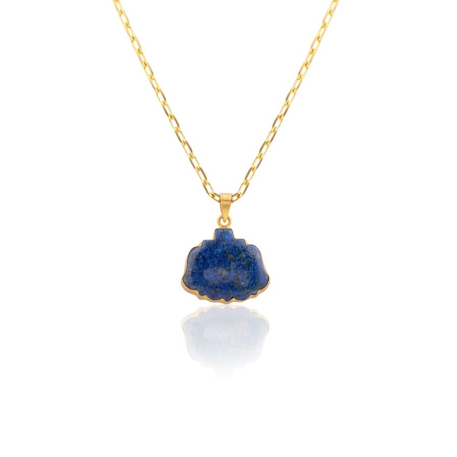 Mughal Blue Lapis Link Chain Pendant Necklace