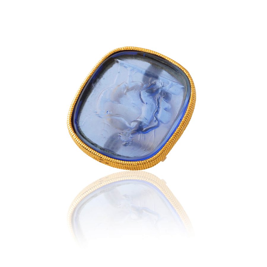 Royal Blue Intaglio Adjustable Ring