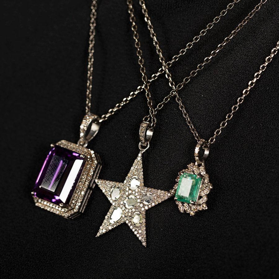 Emerald Pendant Charm Necklace