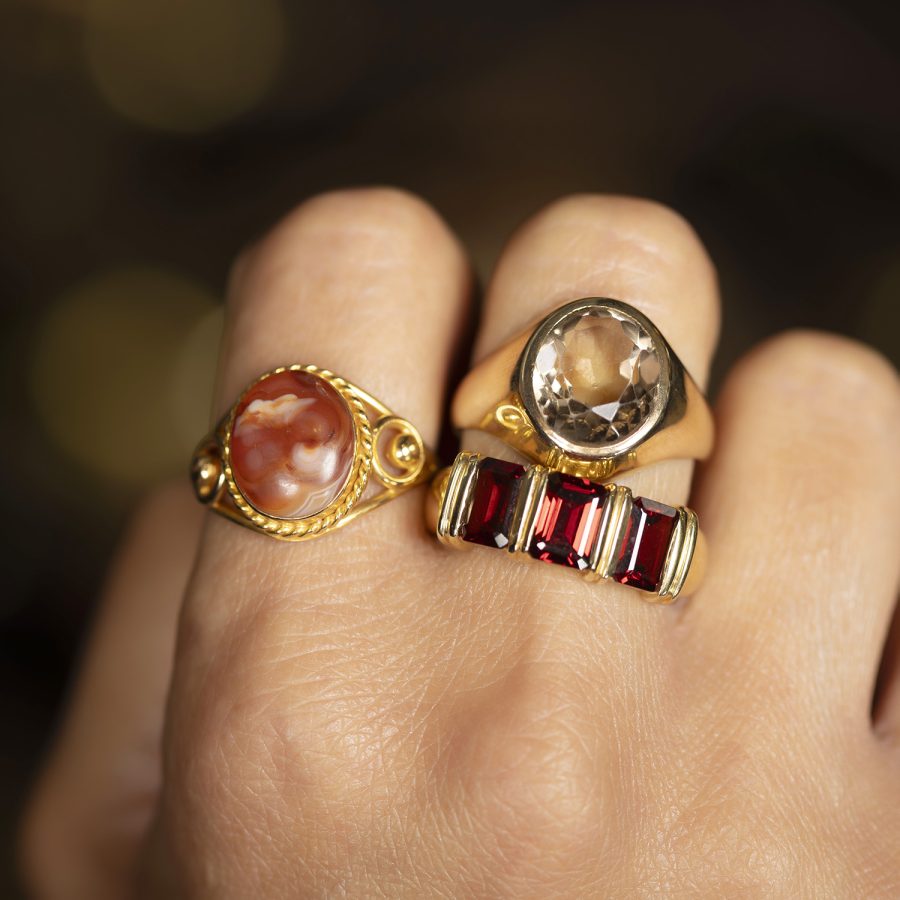 Vintage 9kt Gold Smokey Quartz Ring