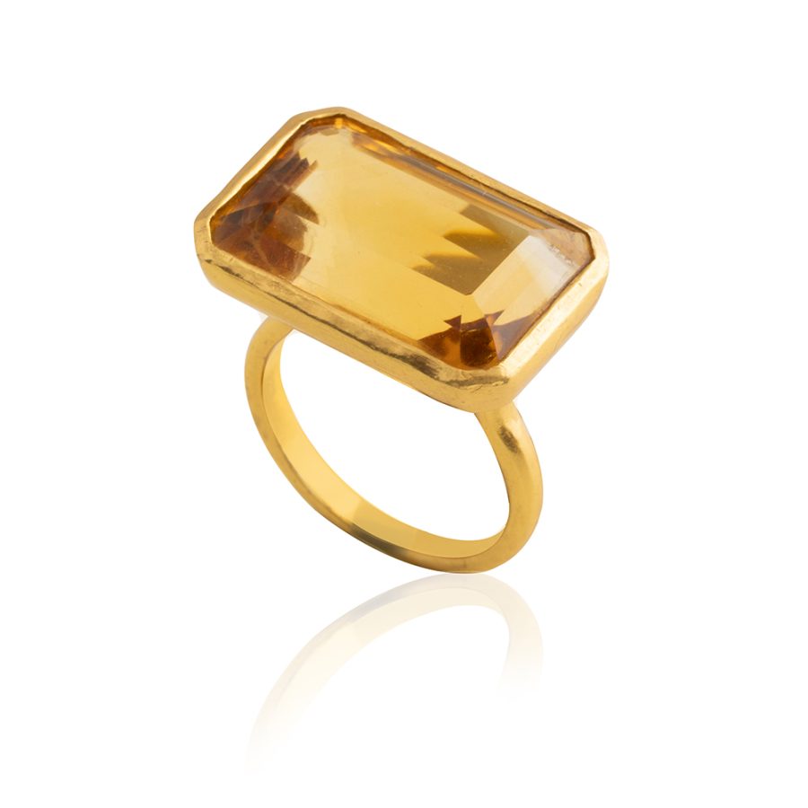Citrine Block Ring
