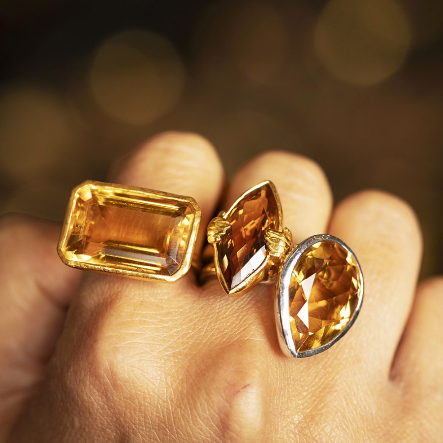Citrine Block Ring