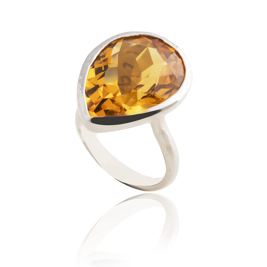 Citrine Tear Drop Ring
