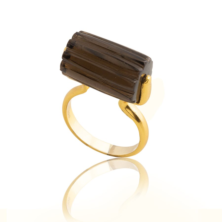 Rotating Carved Quartz Ring