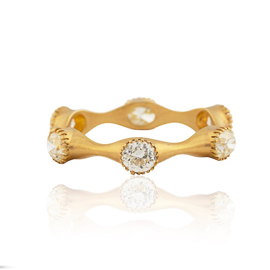 18kt Gold Old Mine Cut Diamond Eternity Ring