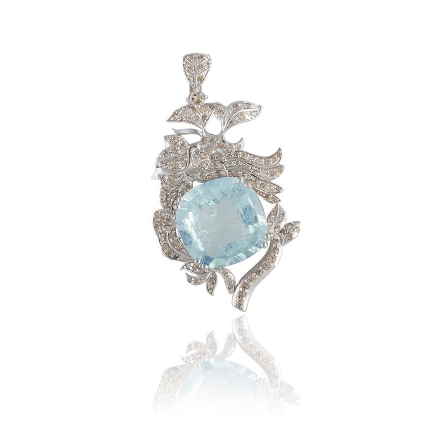 Aquamarine & Diamond Pendant
