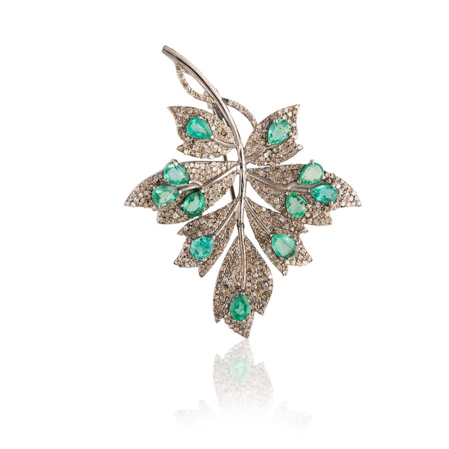 Emerald & Diamond Pendant Brooch