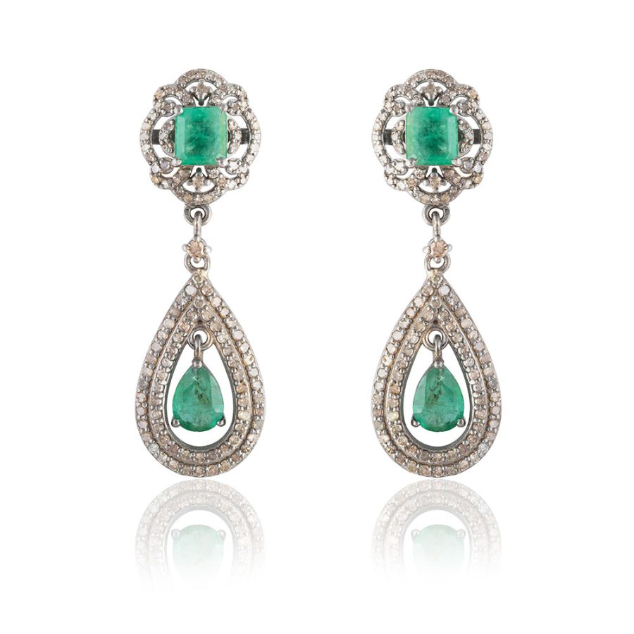 Emerald Double Drop Earrings