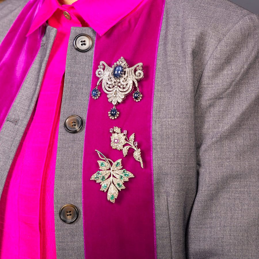 Regal Sapphire & Diamond Brooch Pendant