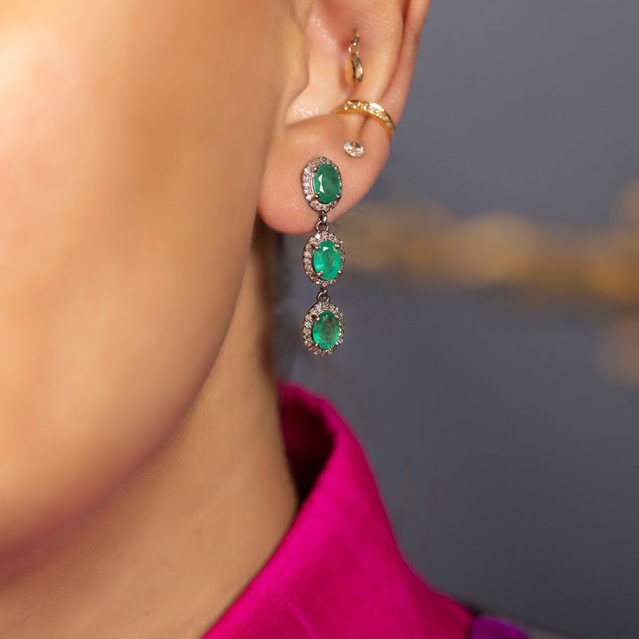 Simple Emerald Drop Earrings