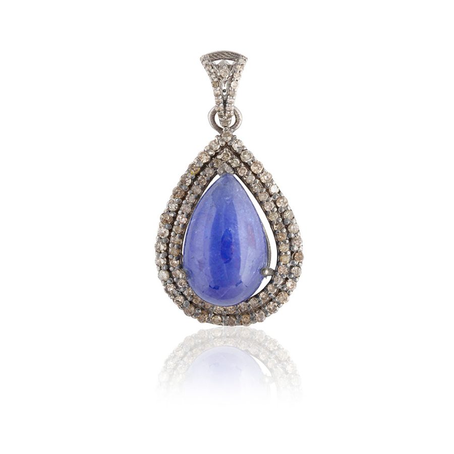 Tanzanite & Diamond Tear Drop Pendant