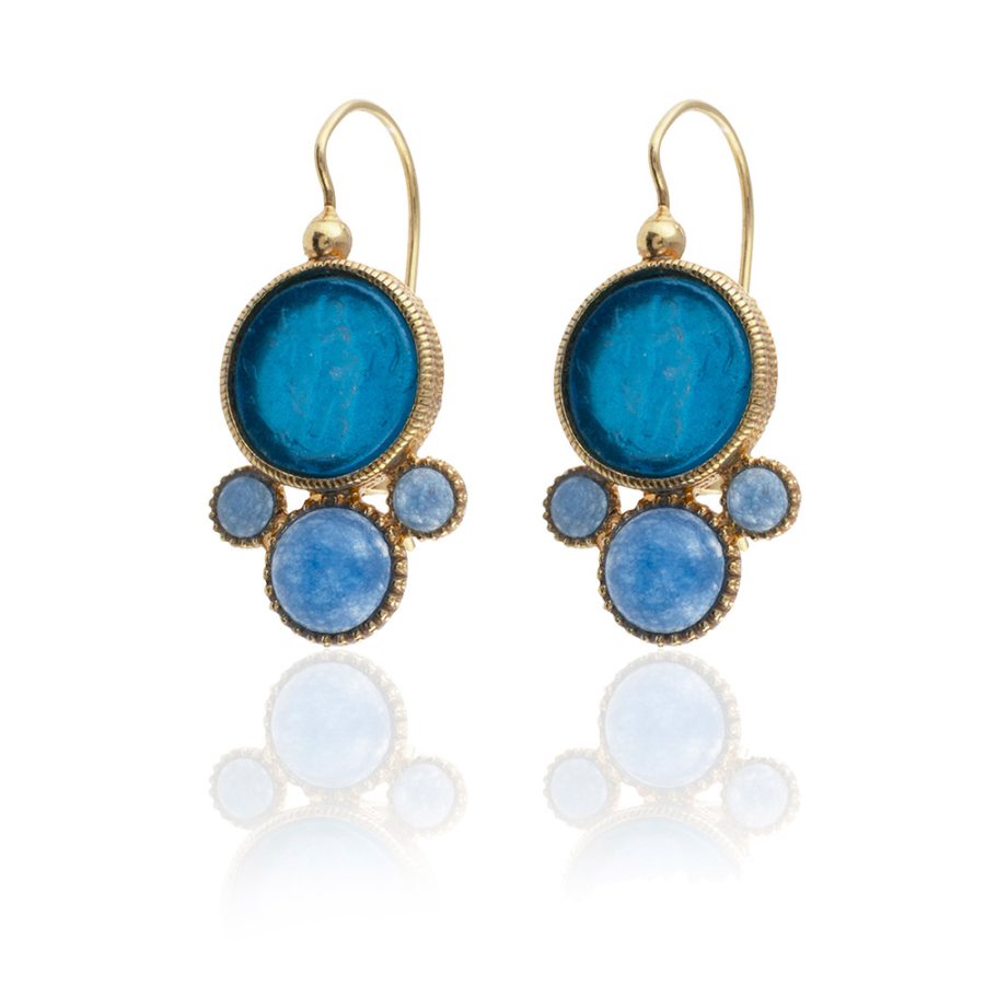 Jodhpur Blue & Quartz Intaglio Drop Earrings