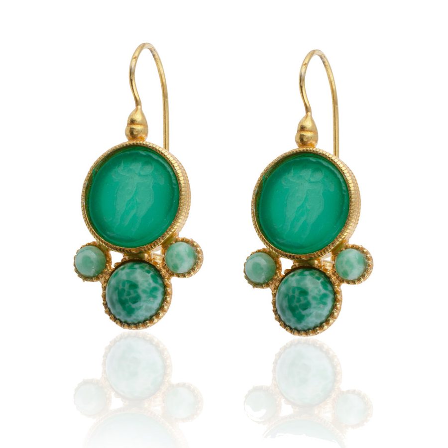 Malachite & Emerald Green Intaglio Earrings