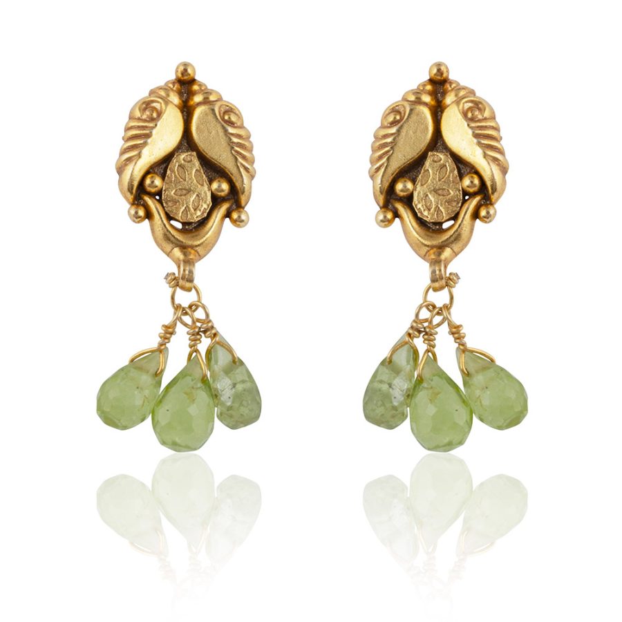 Simple Heritage Peridot Drop Stud Earrings