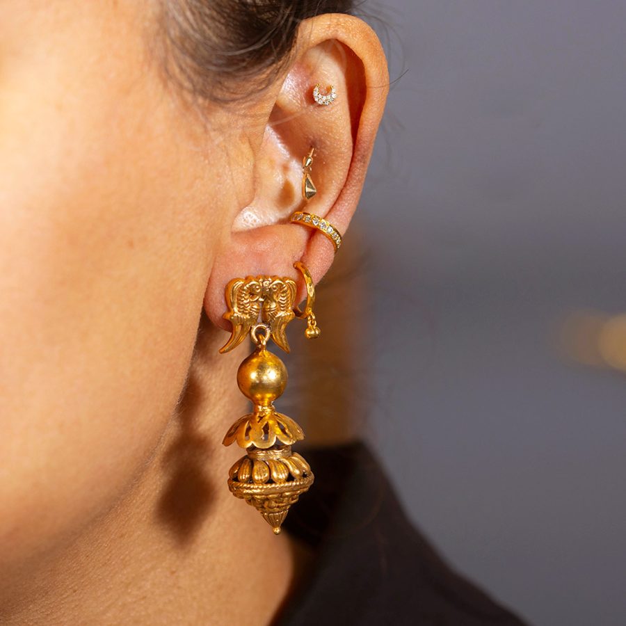 9th Century Temple & Bird Earrings