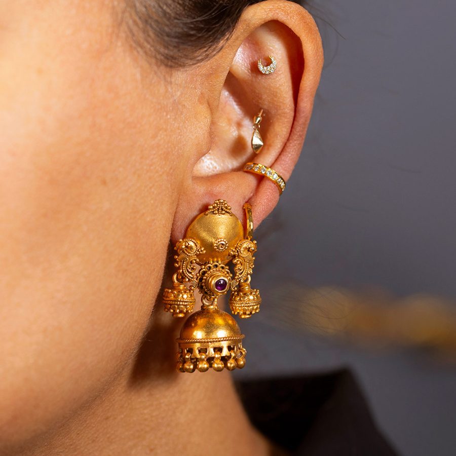 9th Century Antique Temple Jumkhi Earrings